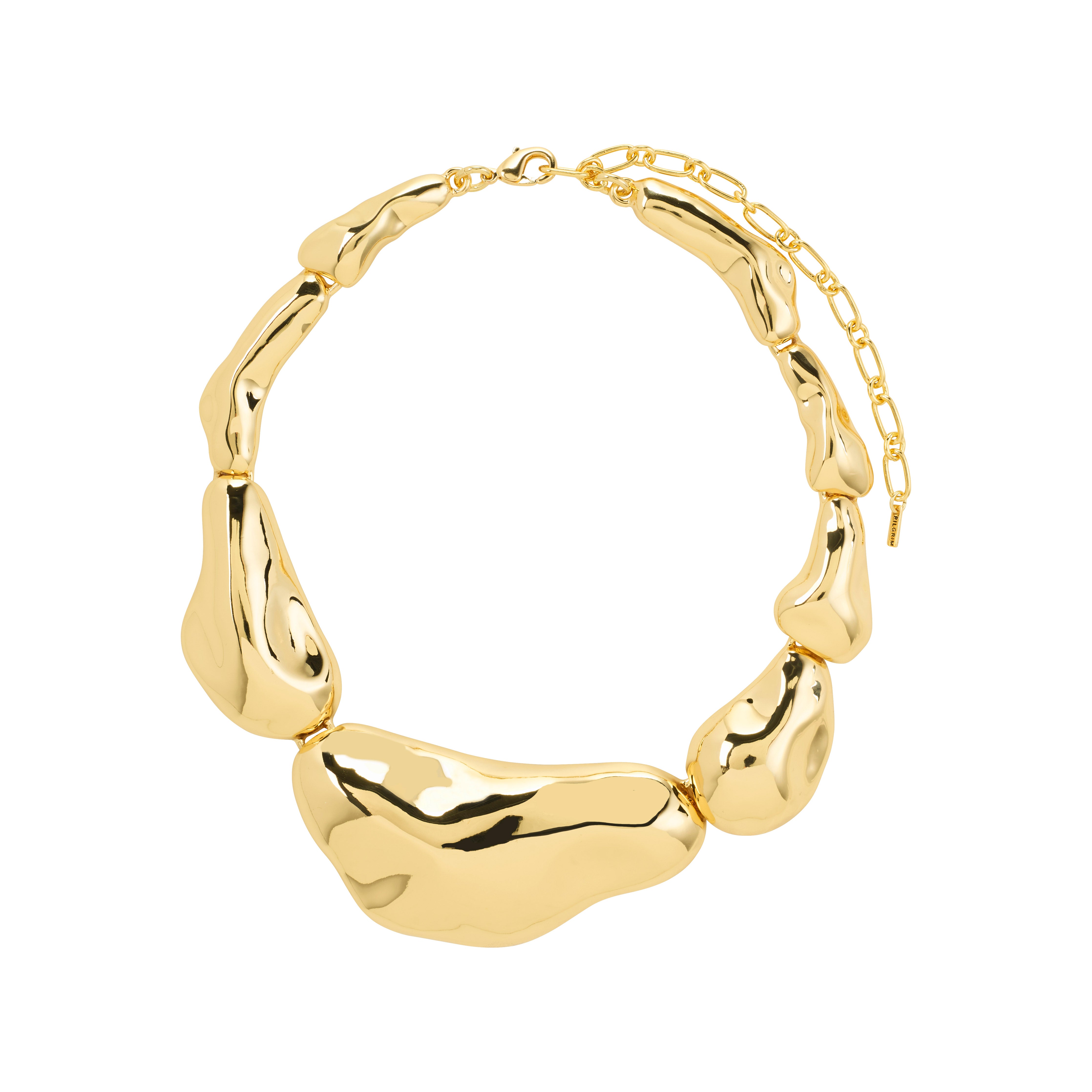 FREE statement necklace 168一分钟极速赛车--|实时赛果直播视频 gold-plated with chunky, irregular pebble-like links and an adjustable chain, showcasing a molten gold design, perfect for standout style moments.
