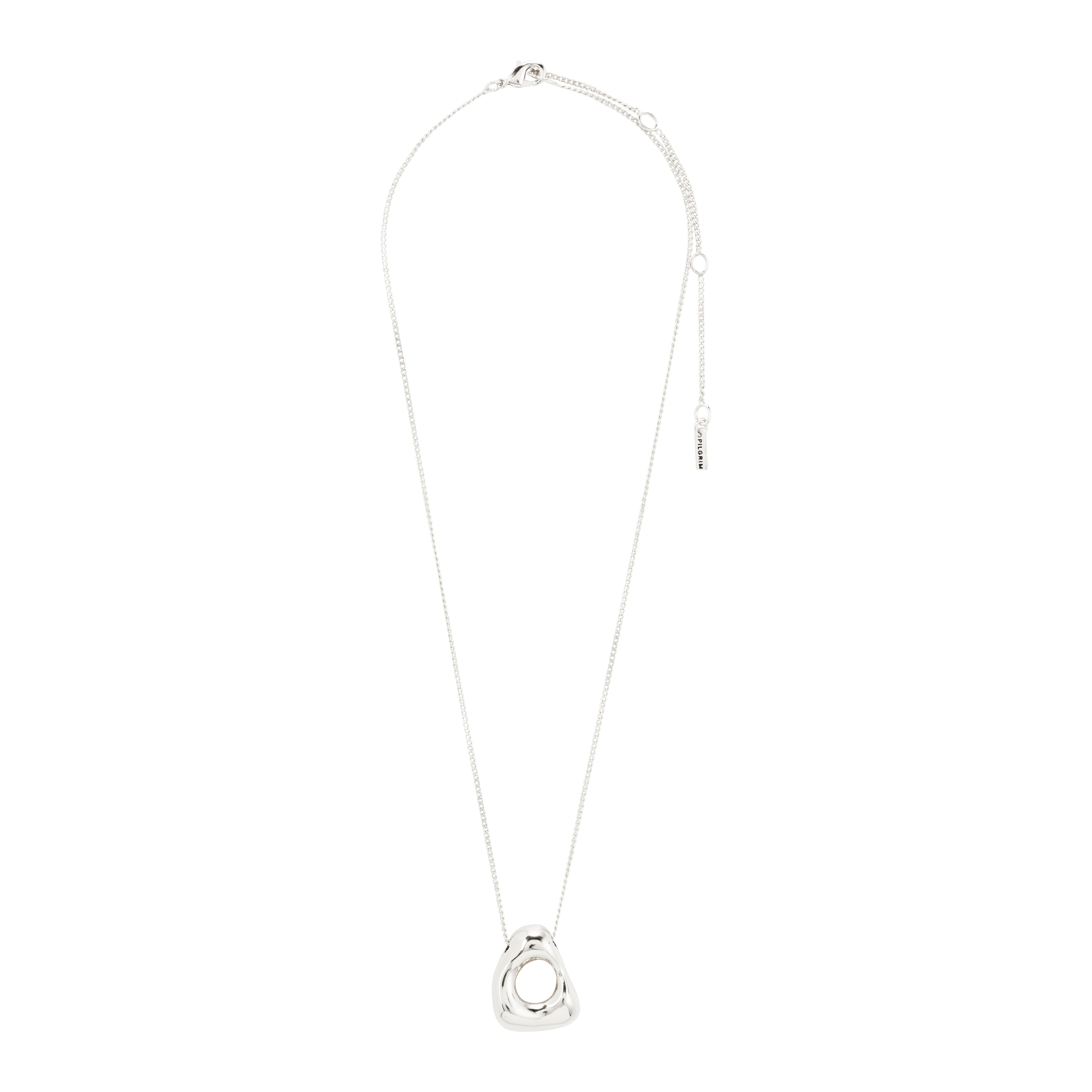 FREE necklace silver-plated by Pilgrim, featuring a fine curb chain with an abstract pendant, inspired by ocean waves and crafted from 99% recycled material.