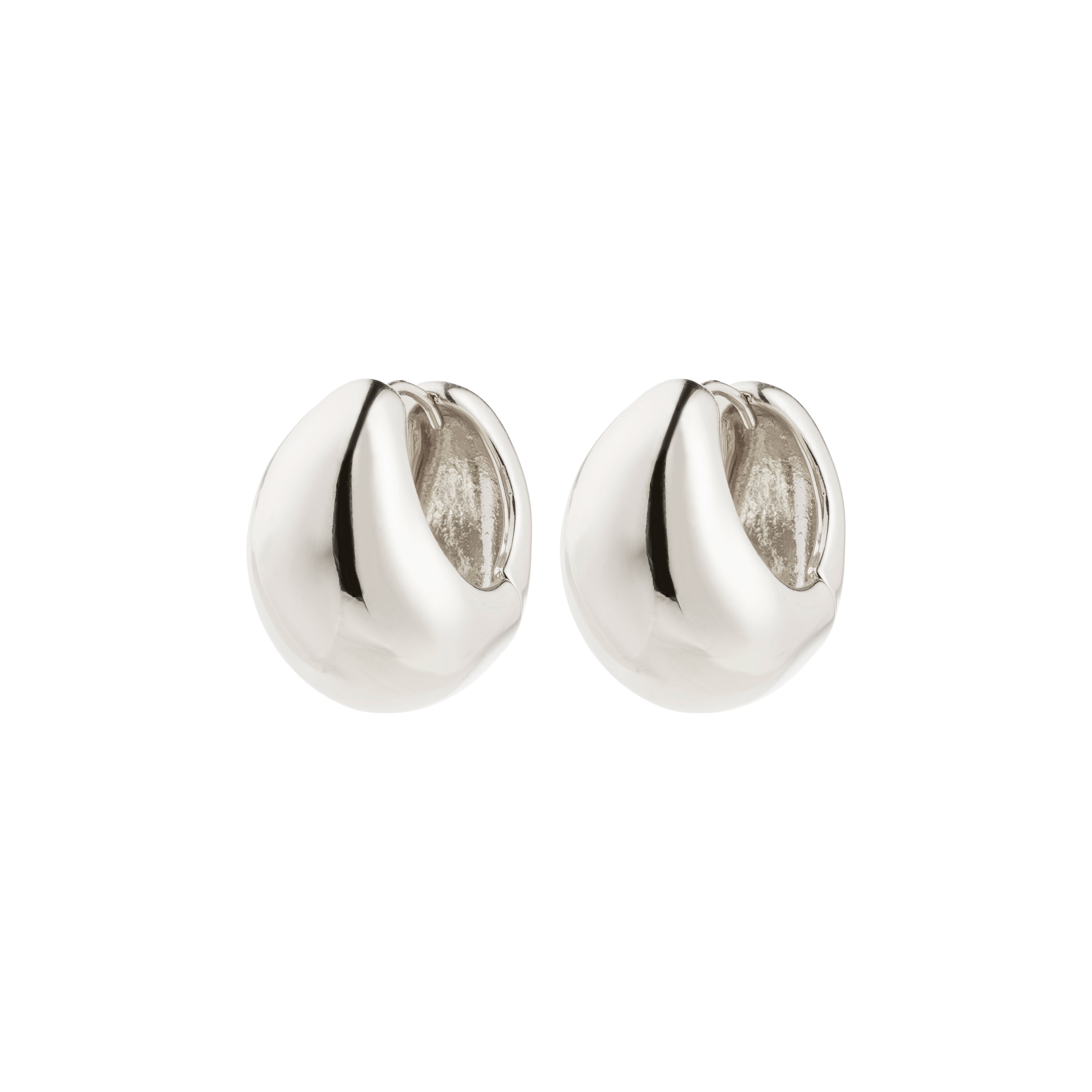 FREE hoops silver-plated earrings with chunky, pebble-like contours and high-polish finish, offering an edgy, chic look. Crafted from 99% recycled material.